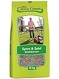 CLASSIC GREEN Rasensaat Sport und Spiel Rasensaat 10kg | Grassamen | Rasensamen 10kg | Rasensamen Sport und Spiel | Premium Rasensaat | Rasensaat Sport | Rasensaatgut | Rasensaat robust | Rasensamen Schatten